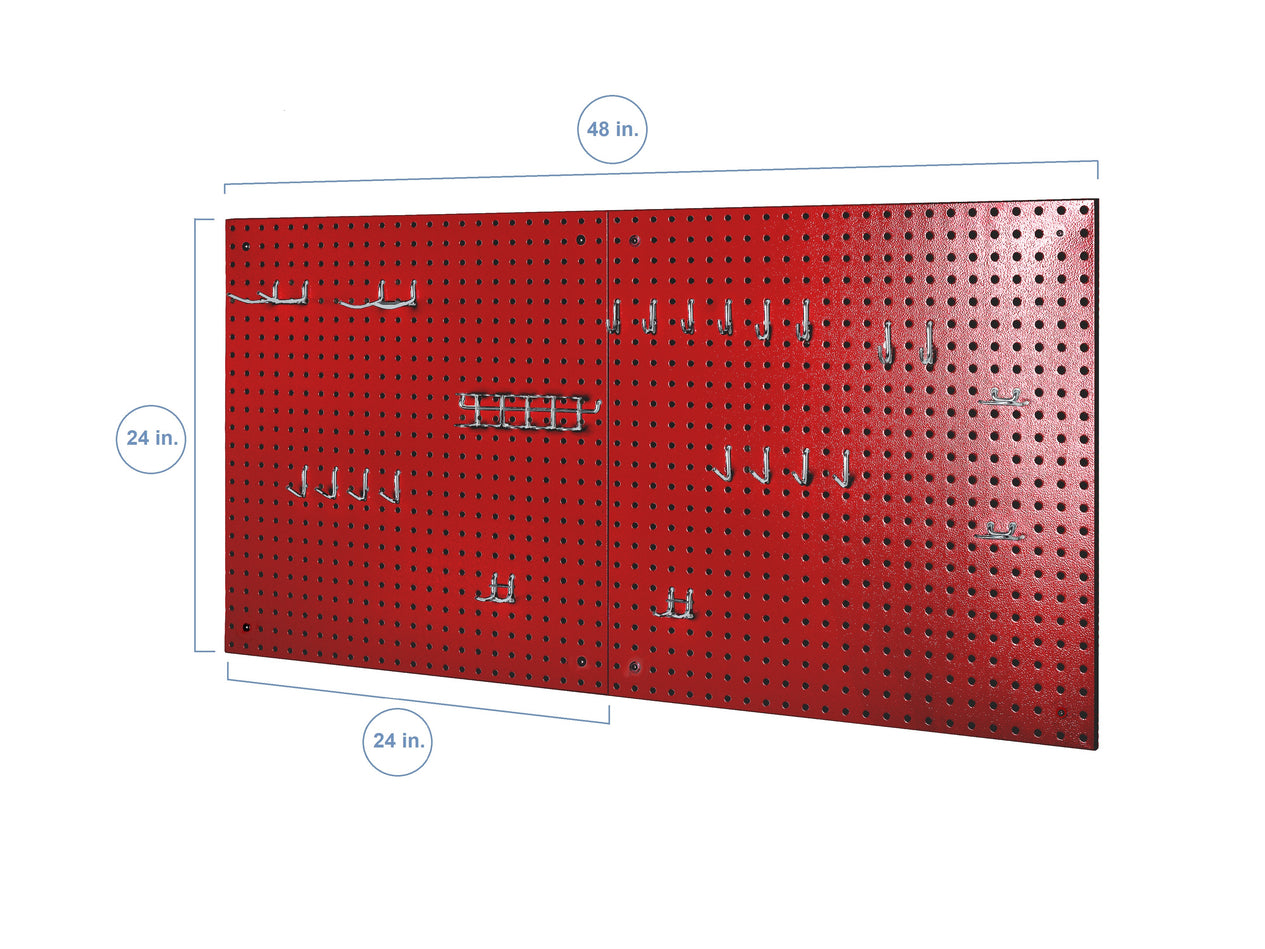 UltraHD® 2-Piece Pegboard Set w/ 23 Piece Hook Assortment, Red