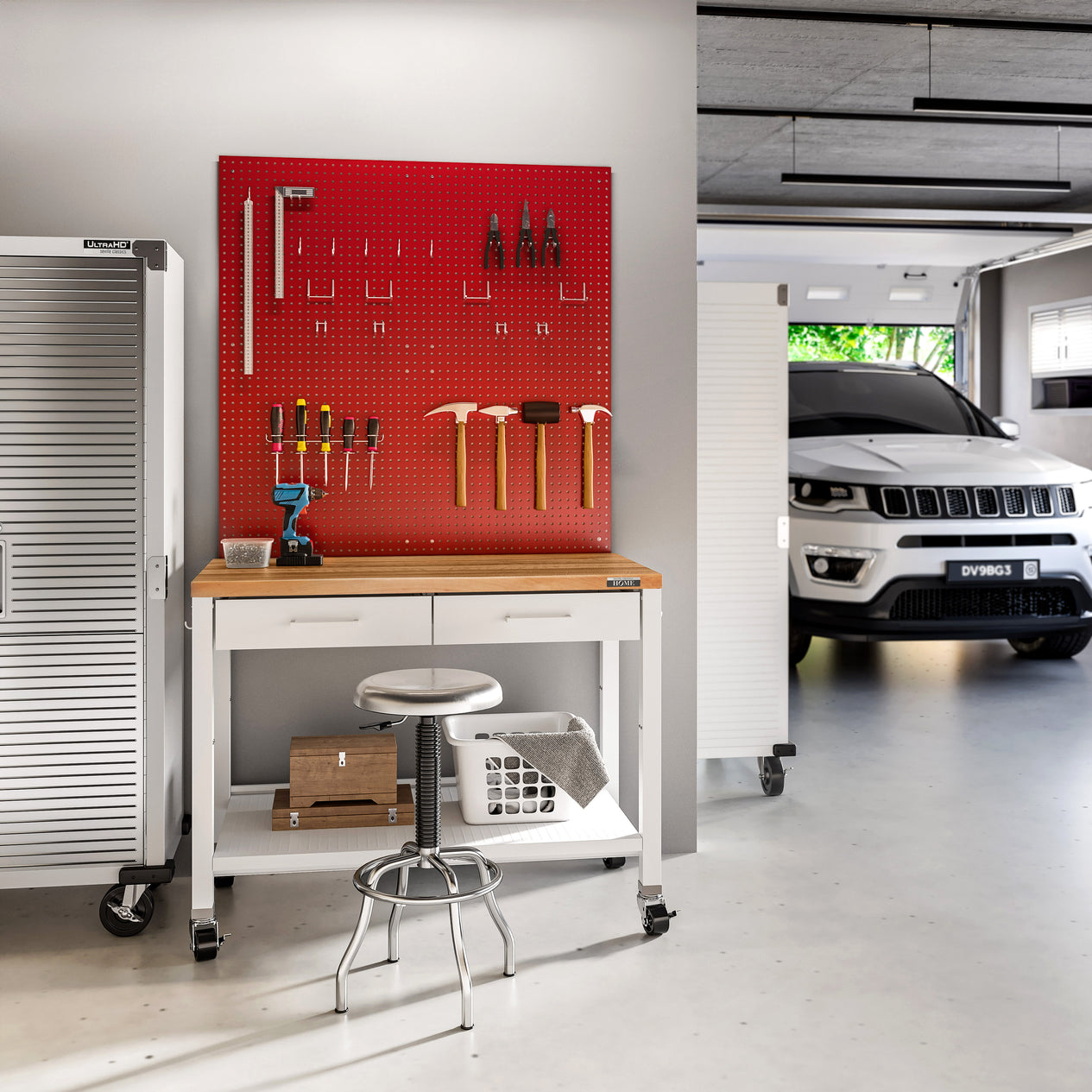 UltraHD® 2-Piece Pegboard Set w/ 23 Piece Hook Assortment, Red