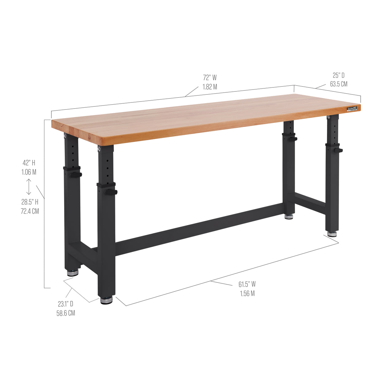 UltraHD® Height Adjustable Workbench, Graphite
