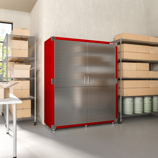 Red cabinet in warehouse