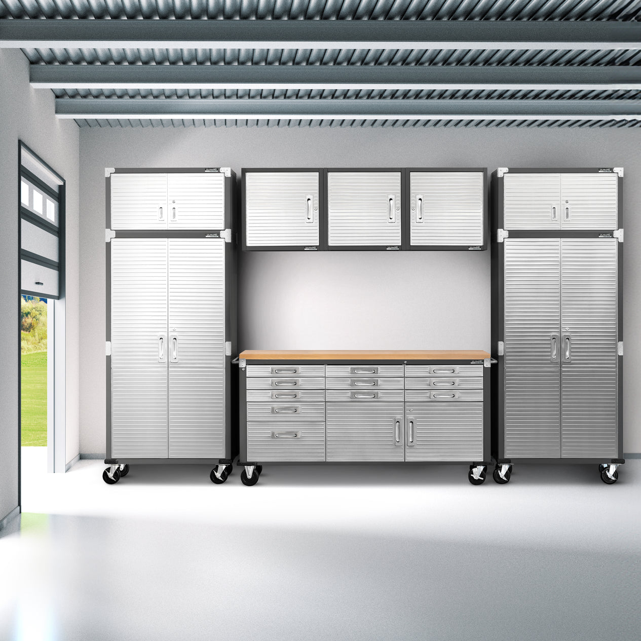 UltraHD® 8-Piece Storage Cabinet System with Rolling Workbench