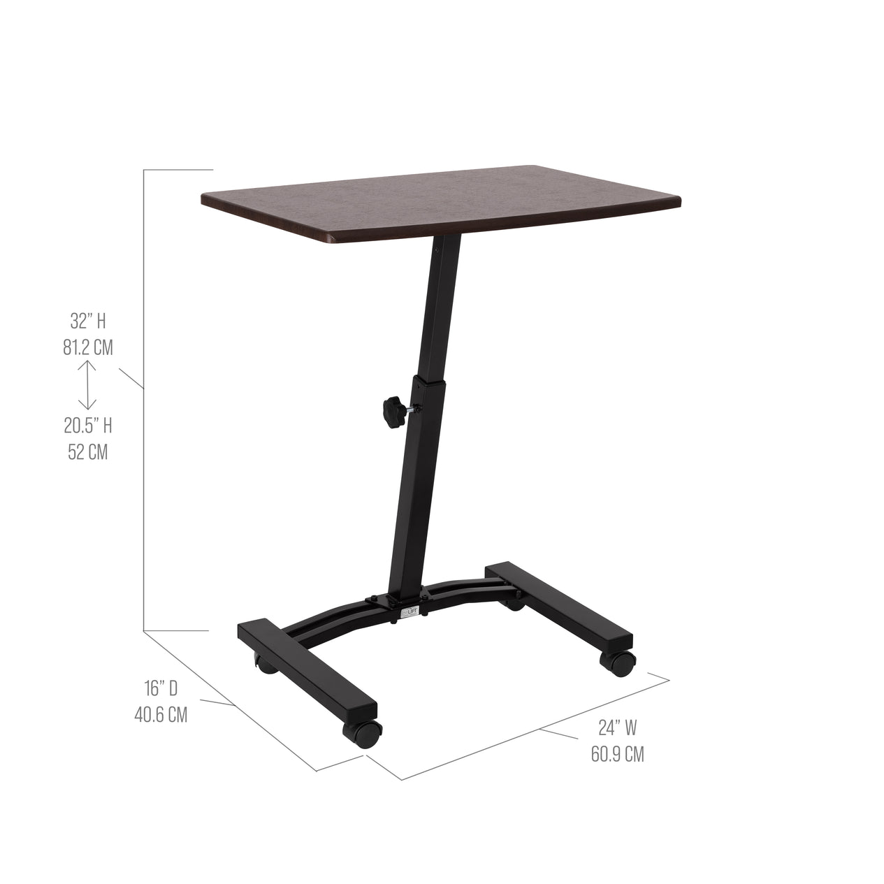 airLIFT® Mobile Laptop Sitting Desk Cart, Walnut