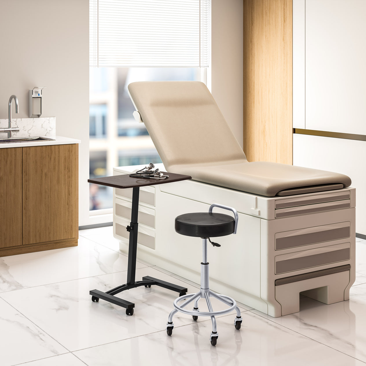 airLIFT® Mobile Laptop Sitting Desk Cart, Walnut