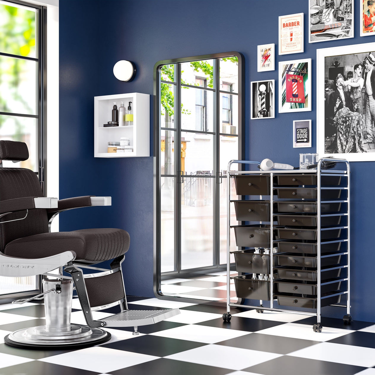 15-Drawer Organizer Cart, Black