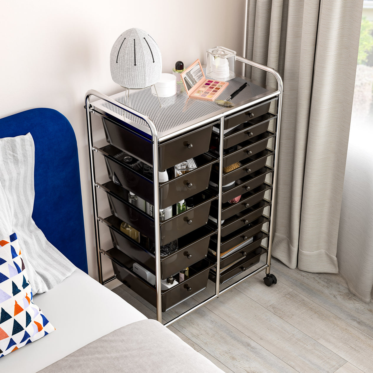 15-Drawer Organizer Cart, Black