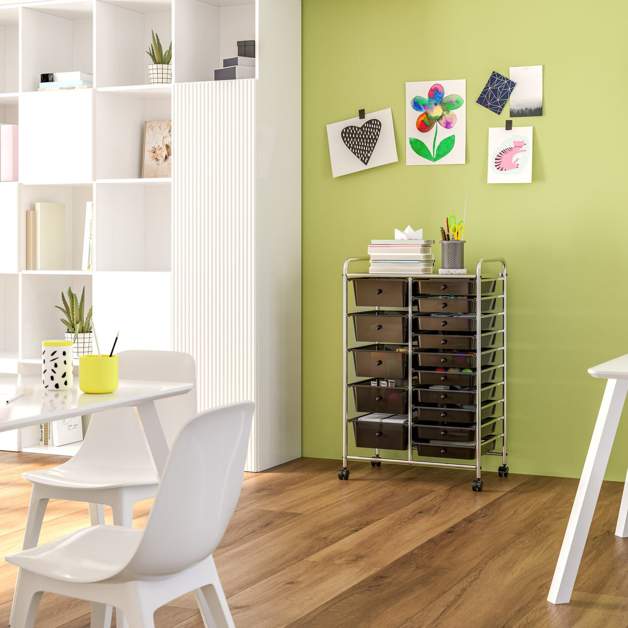 15-Drawer Organizer Cart, Black