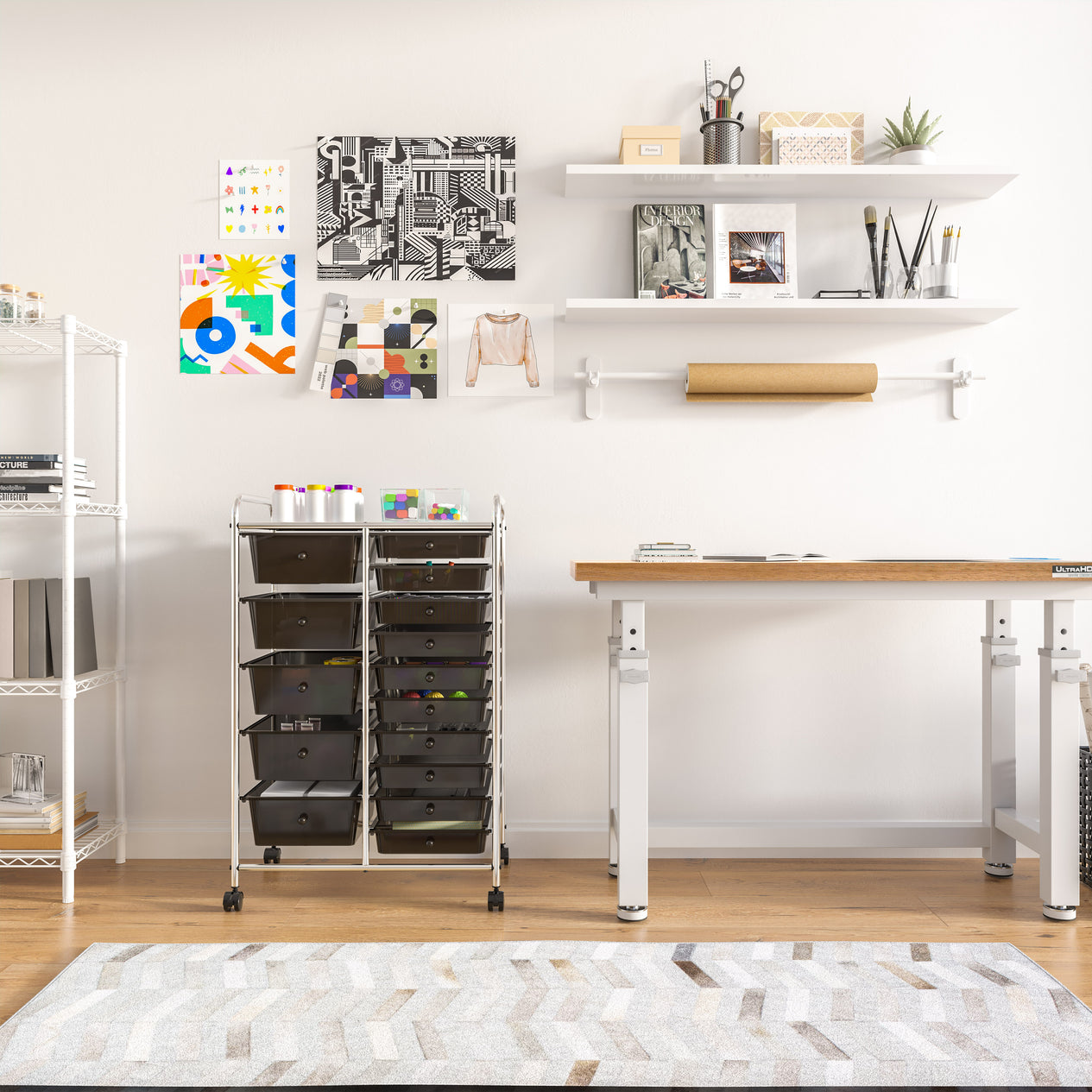 15-Drawer Organizer Cart, Black