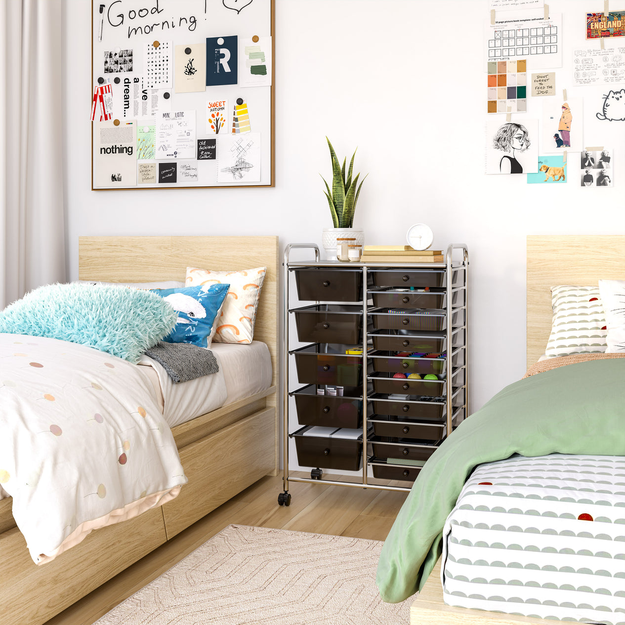 15-Drawer Organizer Cart, Black