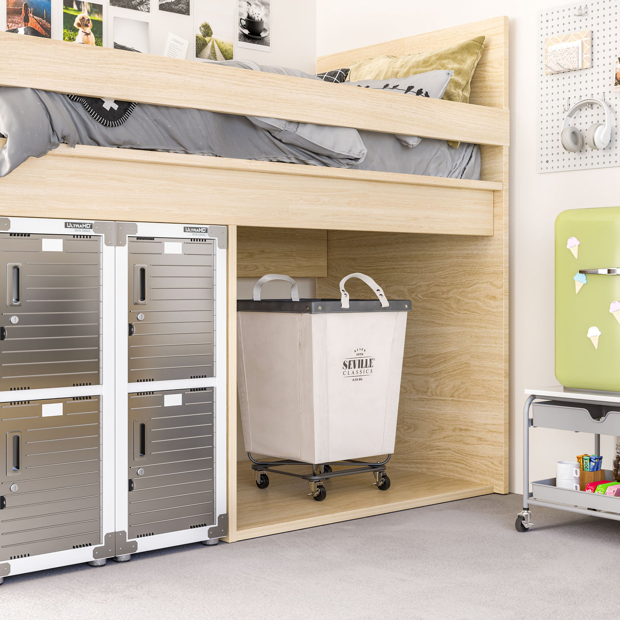 Heavy-Duty Rolling Laundry Hamper, Natural White