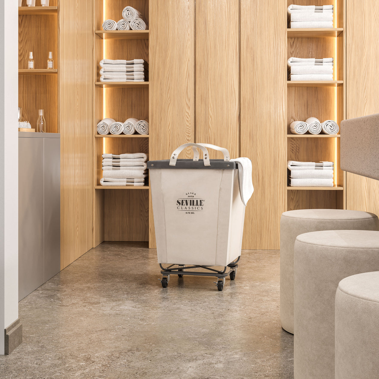 Heavy-Duty Rolling Laundry Hamper, Natural White