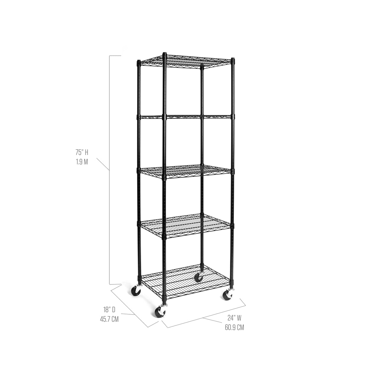 UltraDurable® 5-Tier NSF-Certified Steel Shelving, Black