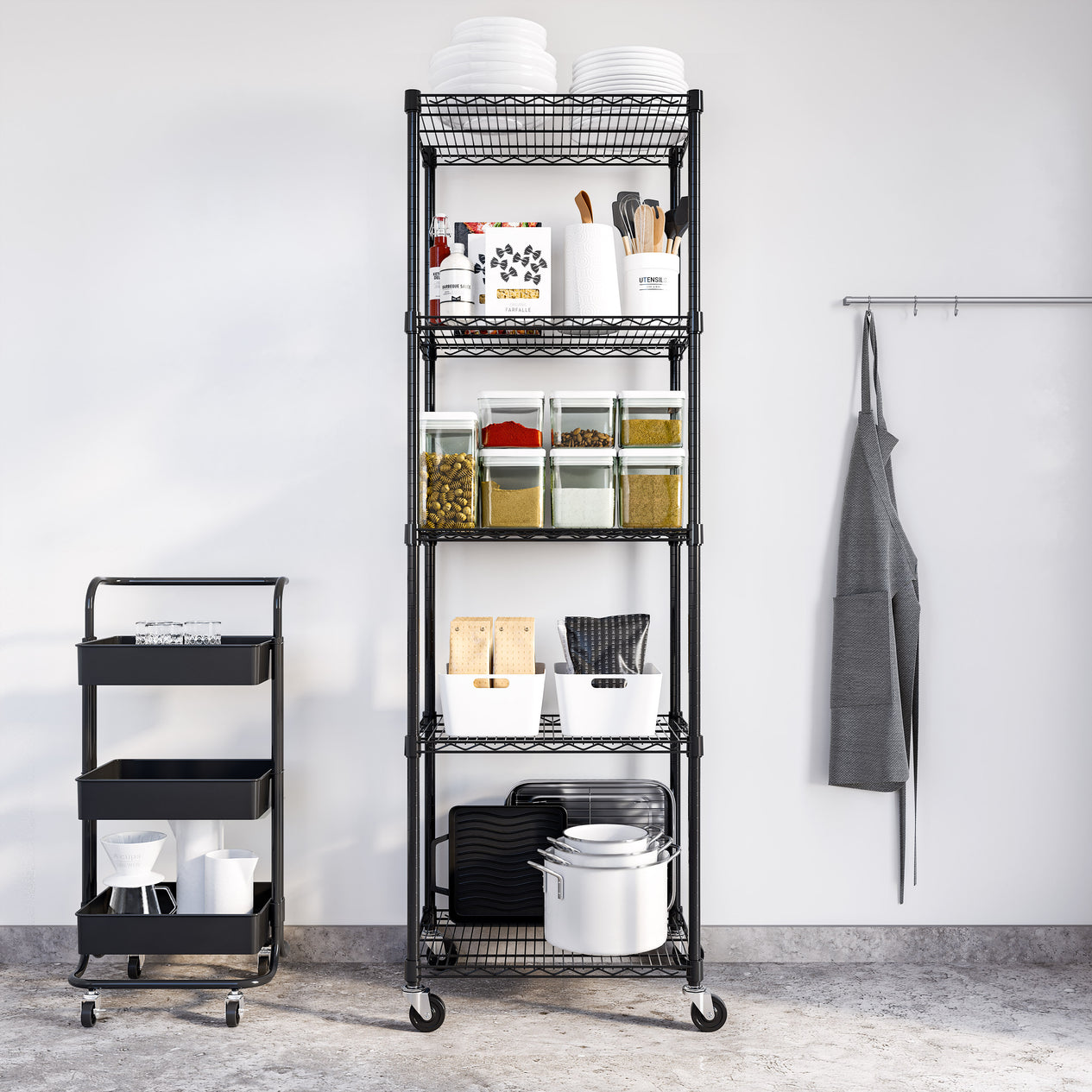 UltraDurable® 5-Tier NSF-Certified Steel Shelving, Black