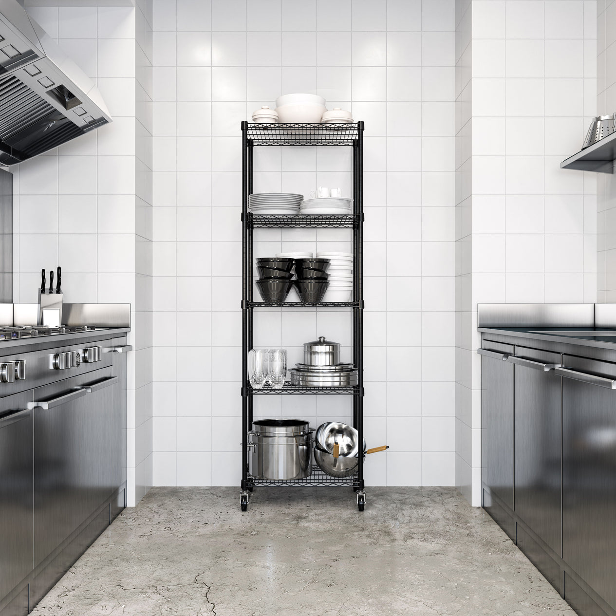 UltraDurable® 5-Tier NSF-Certified Steel Shelving, Black