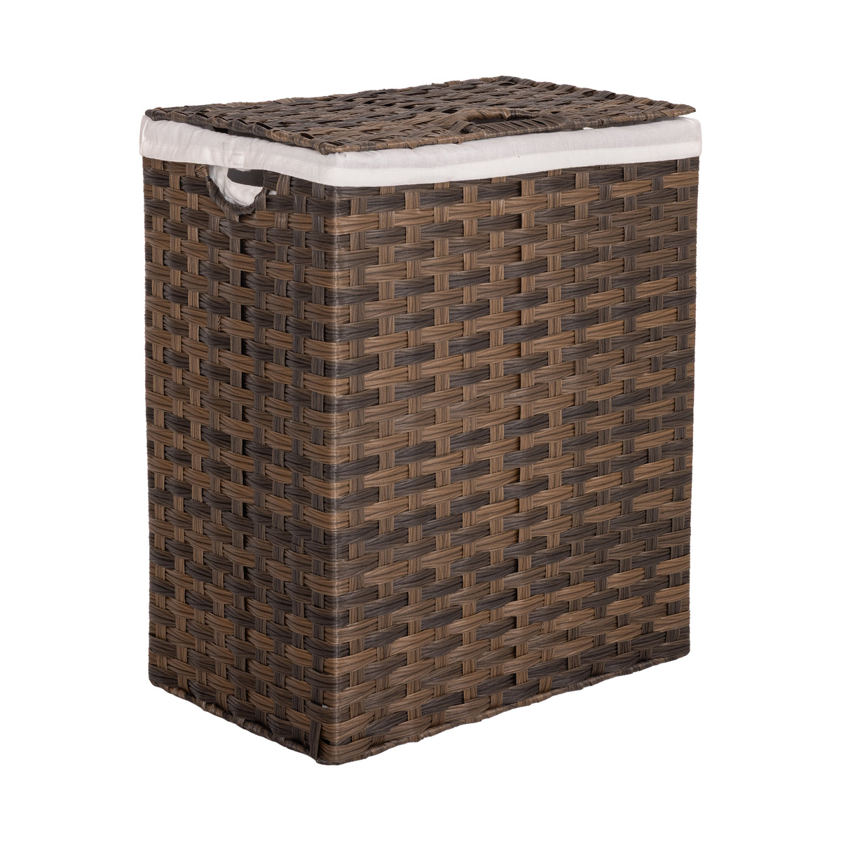 Brown Basket 宣戦布告 Handwoven Lidded Laundry Hamper, Mocha Brown