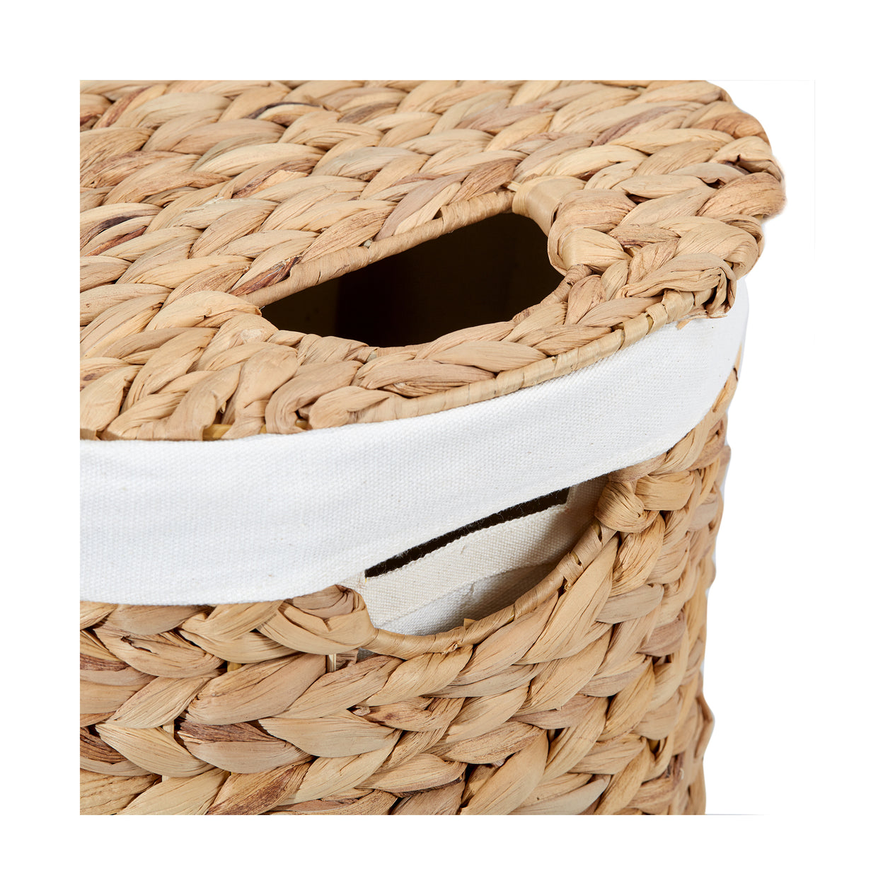 Natural Water Hyacinth Handwoven Lidded Oval Double Laundry Hamper