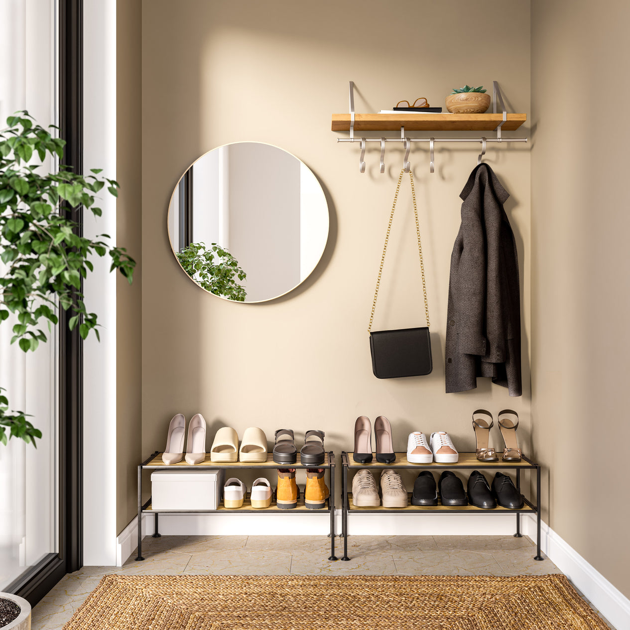 2-Tier Resin Shoe Rack, Aspen