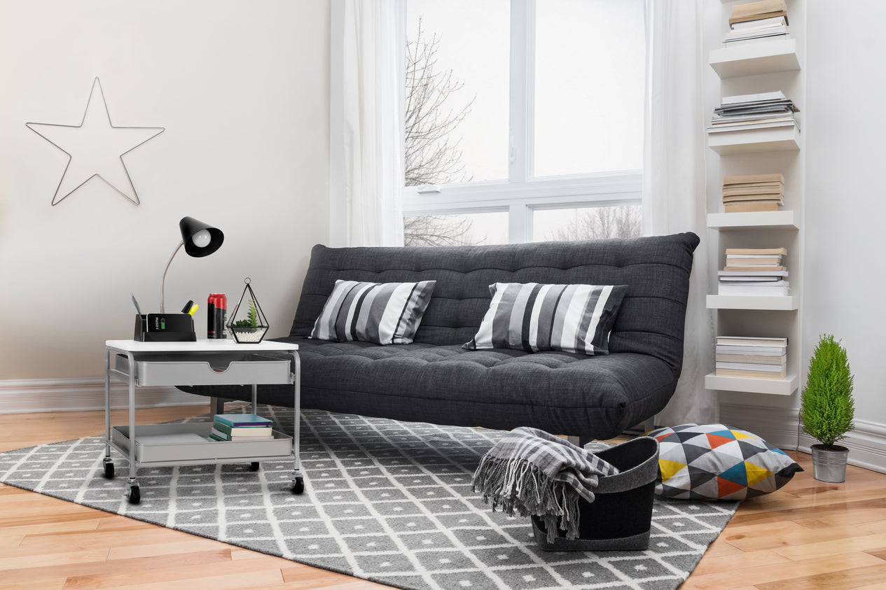 Cart propped as side table