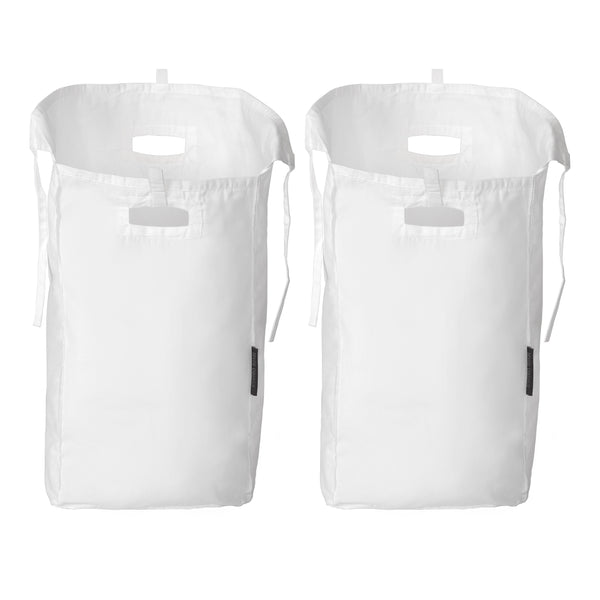 Front view of filled laundry bags