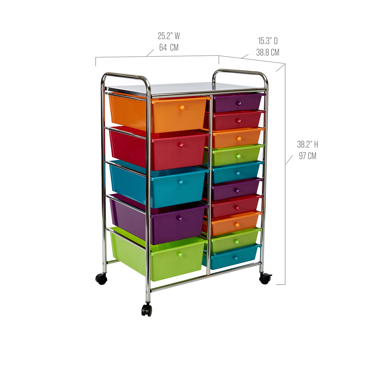 15-Drawer Organizer Cart, Pearlescent Multi-Color