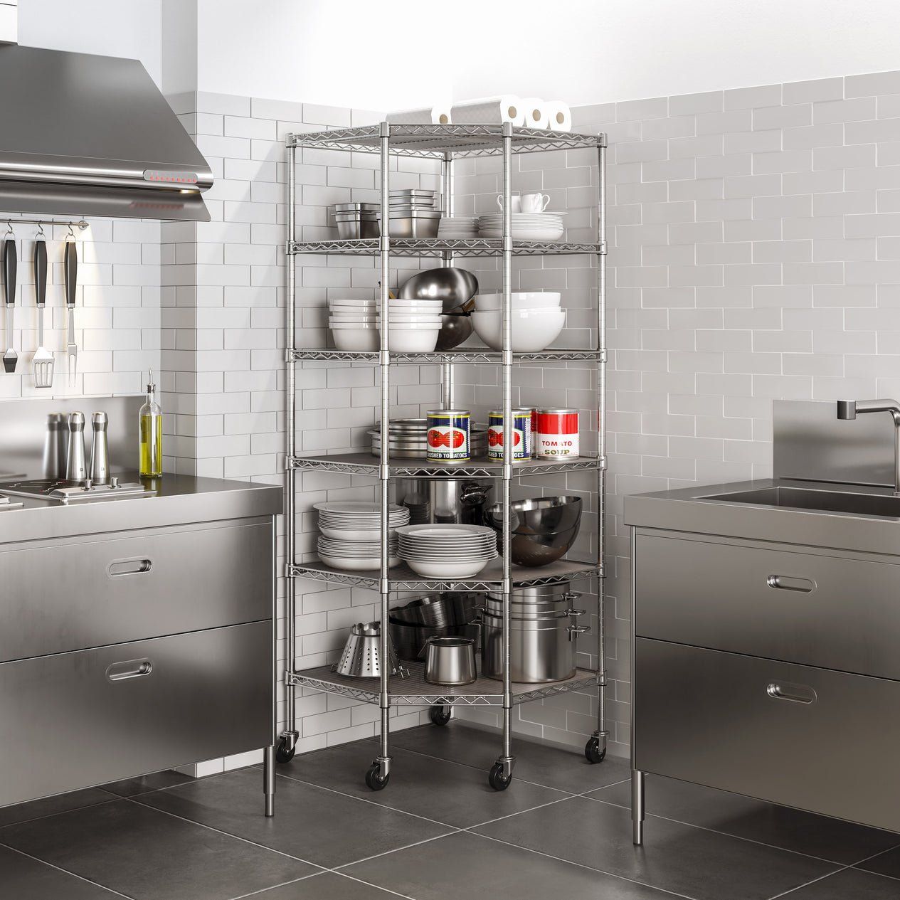 UltraDurable® 6-Tier NSF-Certified Steel Shelving with Shelf Liners