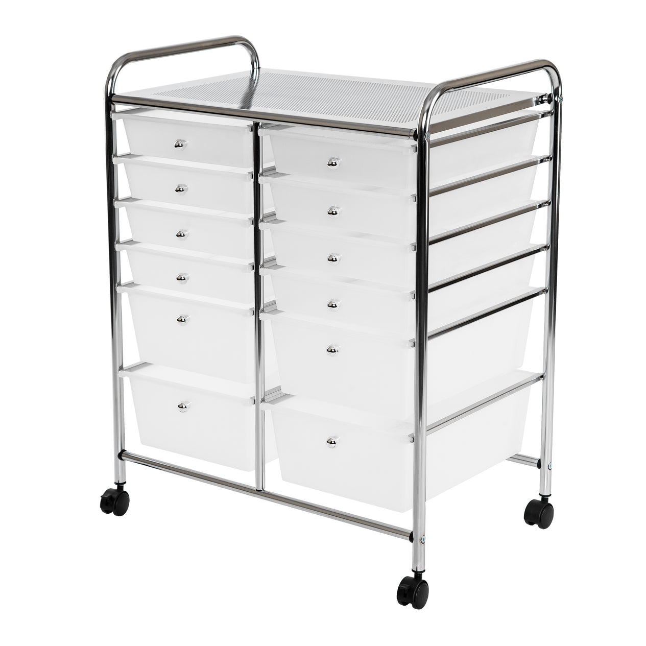 White 12-Drawer Organizer cart on white background