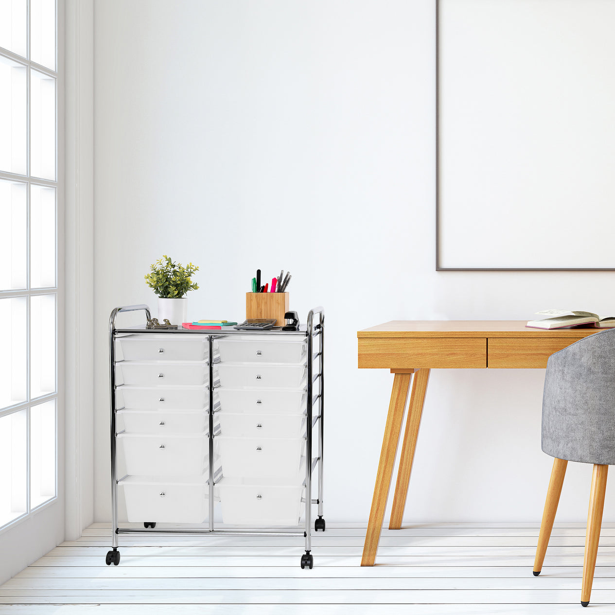 White 12-Drawer Organizer in home office