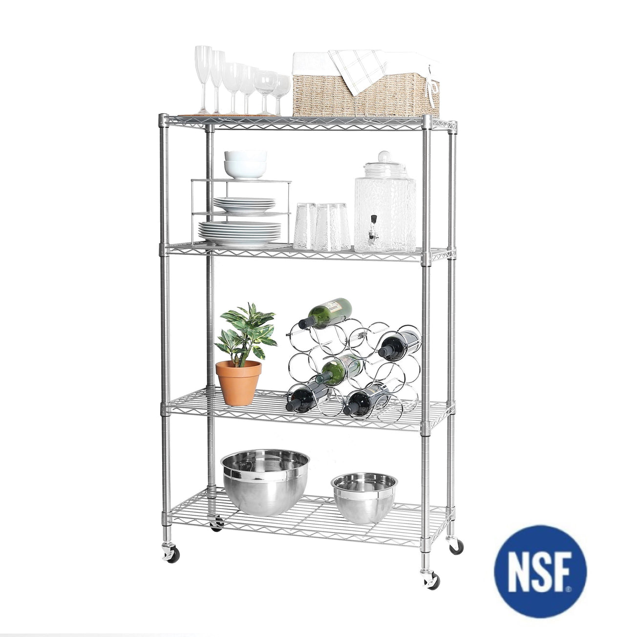 4-Tier NSF-Certified Steel Shelving