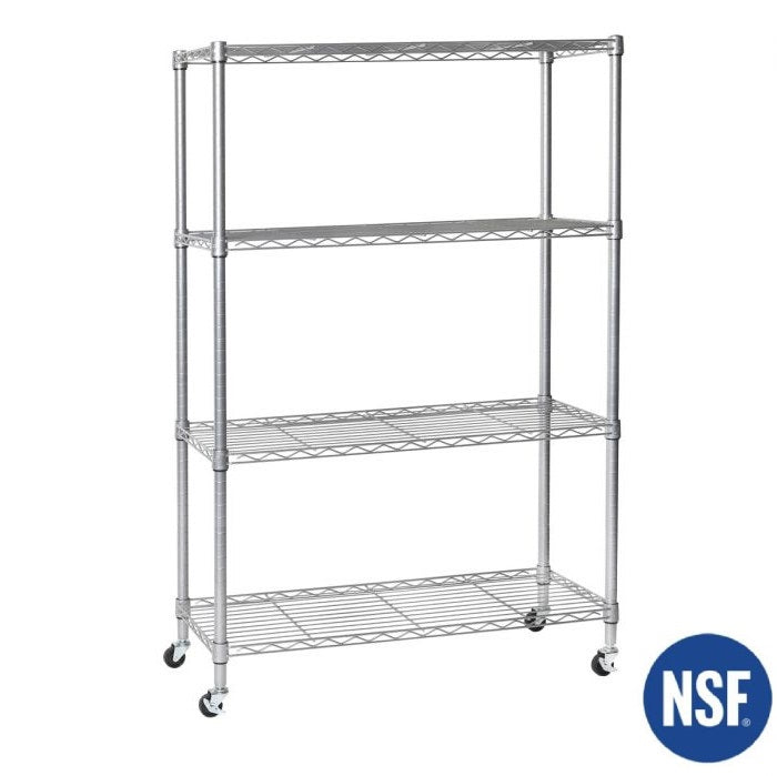 4-Tier NSF-Certified Steel Shelving, Silver