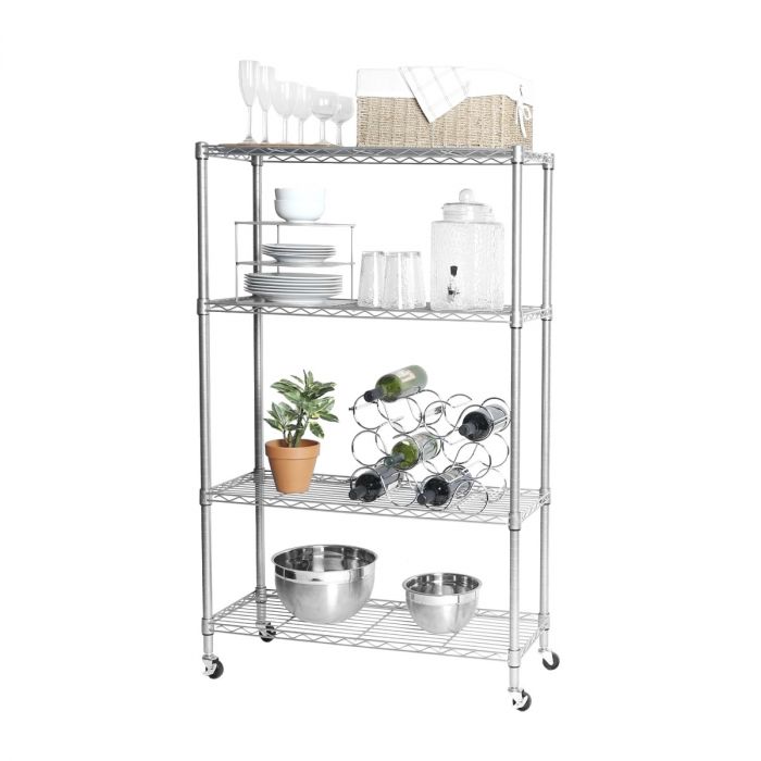 4-Tier NSF-Certified Steel Shelving, Silver