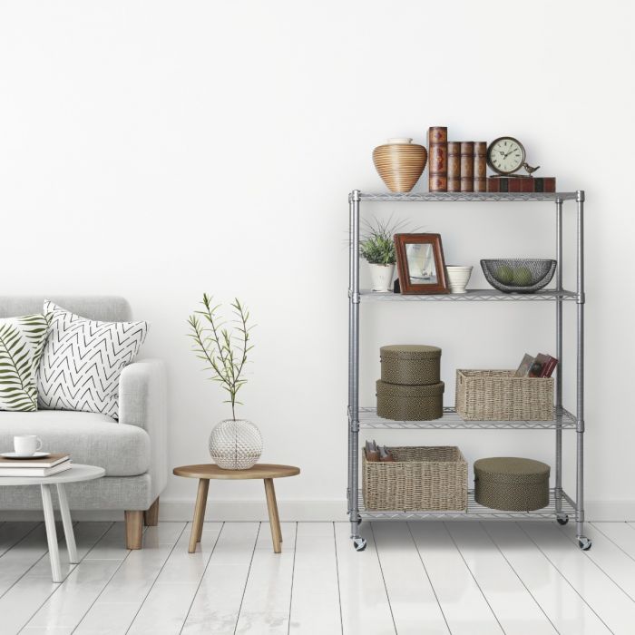 4-Tier NSF-Certified Steel Shelving, Silver