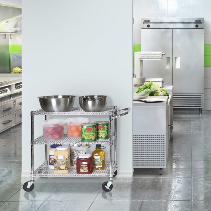 Utility cart in industrial kitchen