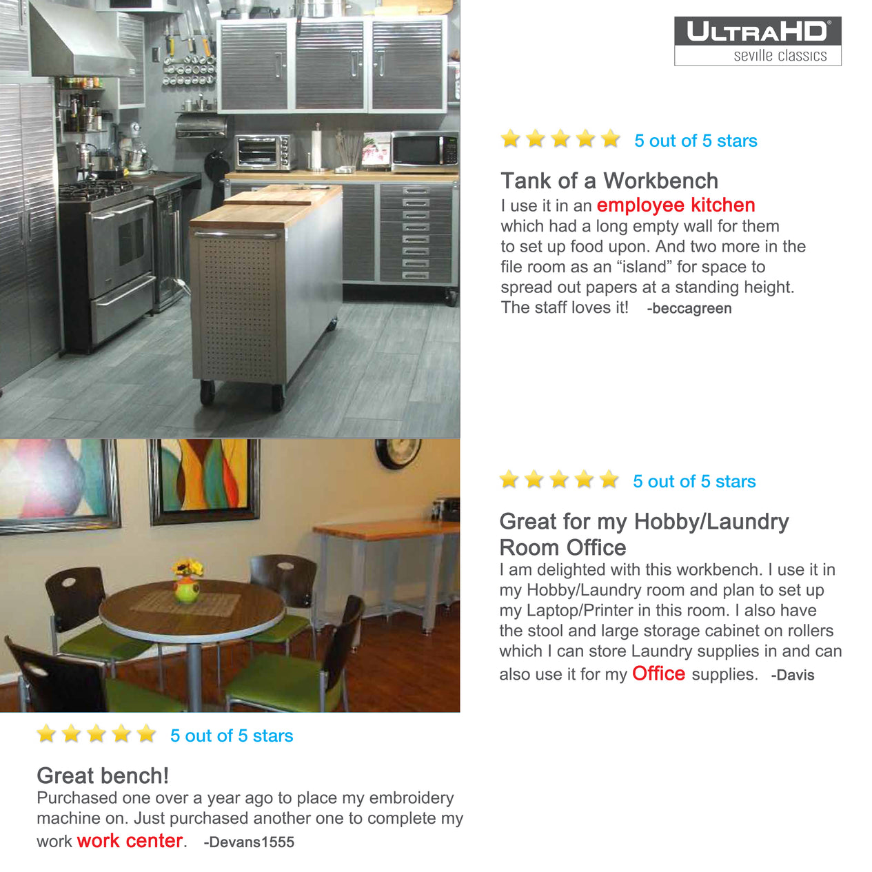 UltraHD® 11-Drawer Rolling Workbench, Red