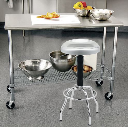 Contoured Stainless Steel Seat Pneumatic Adjustable Work Stool