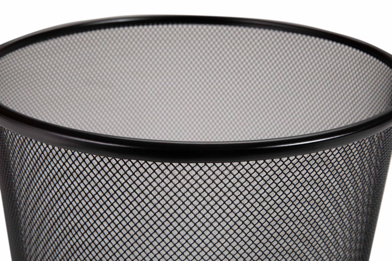 Close up of mesh trash bin