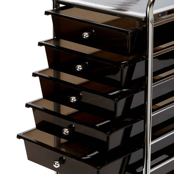 Front of Multi-Color 10-Drawer Organizer Cart on white background