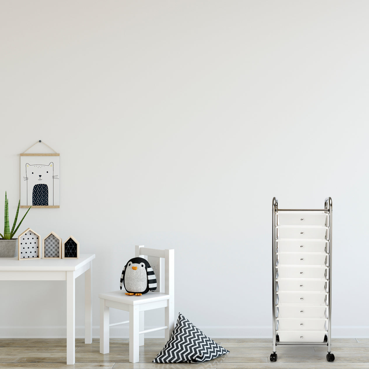 White 10-Drawer Organizer Cart in kid