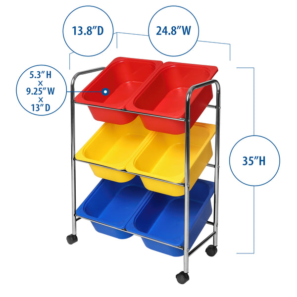 6-Bin Organizer Cart, Multi-Color