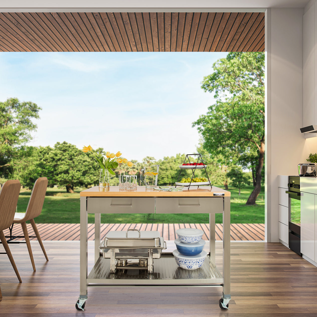 Workcenter island in patio