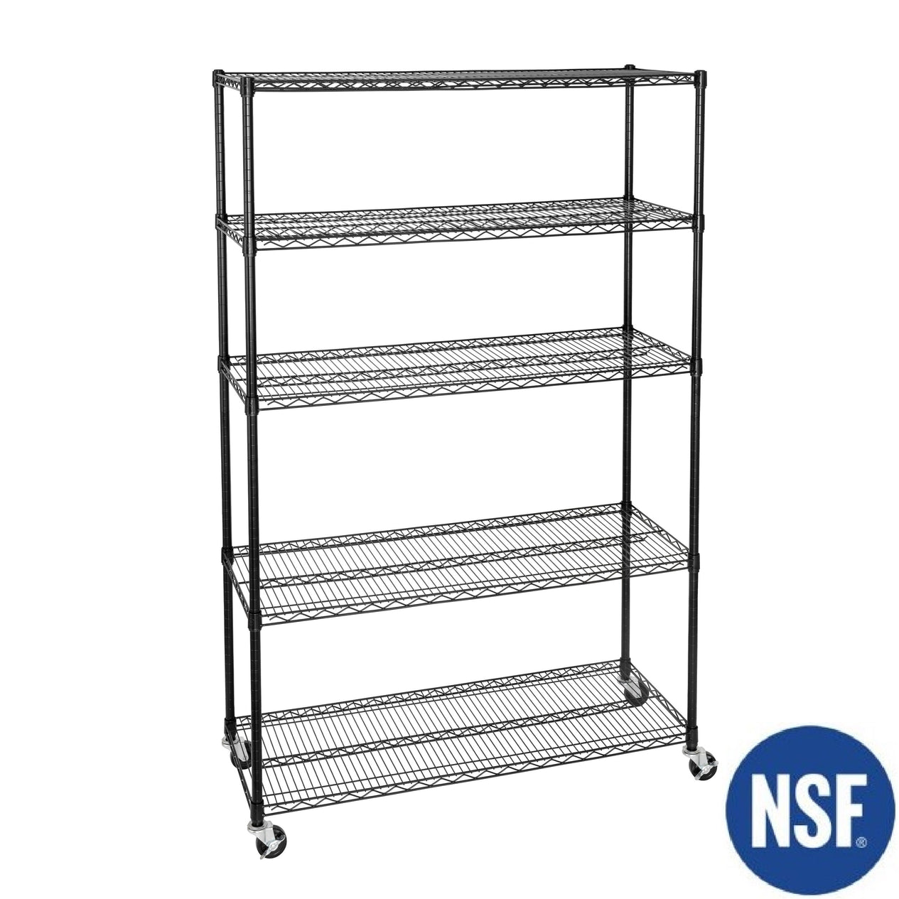 UltraDurable® 5-Tier NSF-Certified Steel Shelving, Black