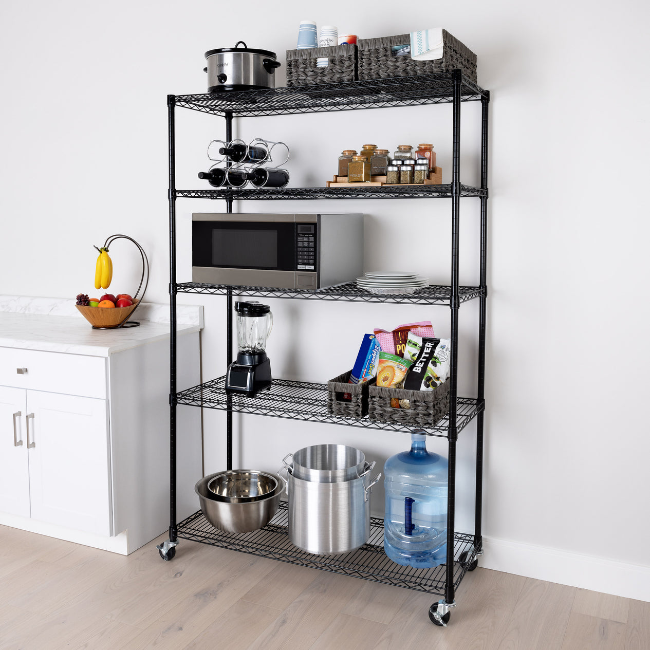 UltraDurable® 5-Tier NSF-Certified Steel Shelving, Black