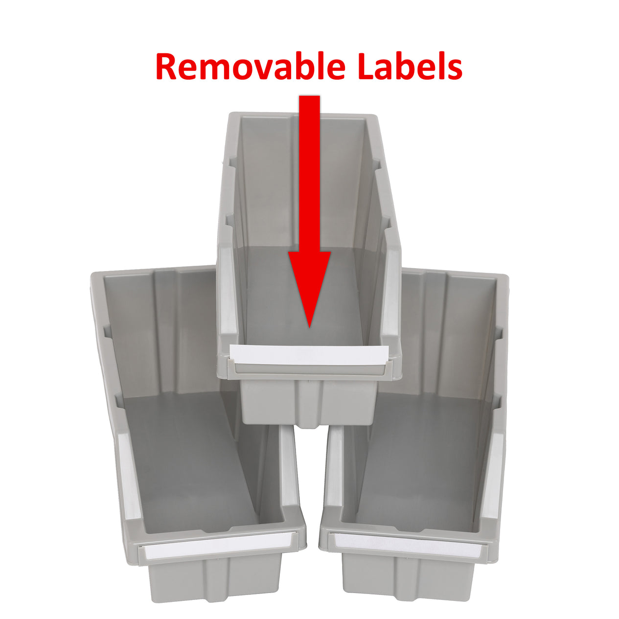 Medium Grey Bins for Commercial Bin Rack, Medium (3-Pack)