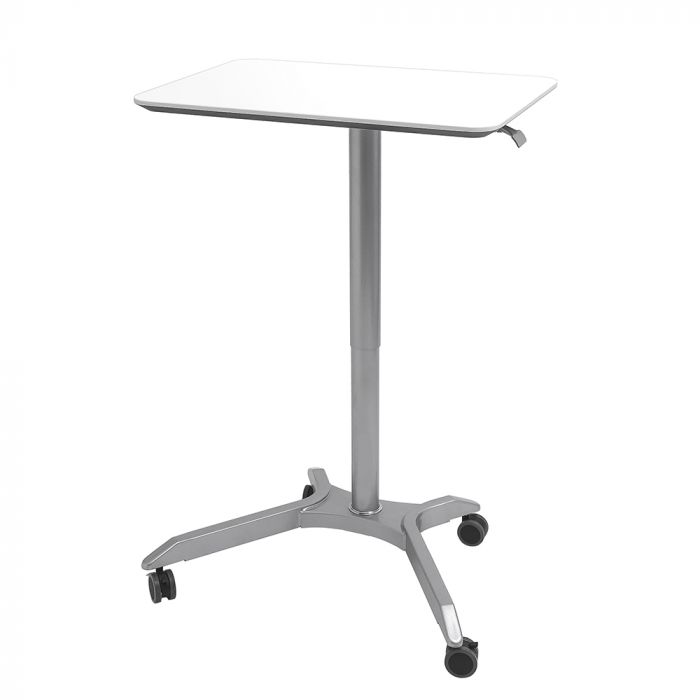 airLIFT® Premium Pneumatic Sit-Stand Mobile Desk Cart, White