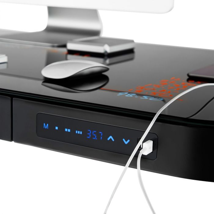 airLIFT® 48" Tempered Glass Top Desk, Jet Black