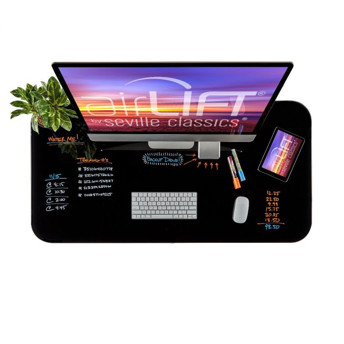 airLIFT® 48" Tempered Glass Top Desk, Jet Black