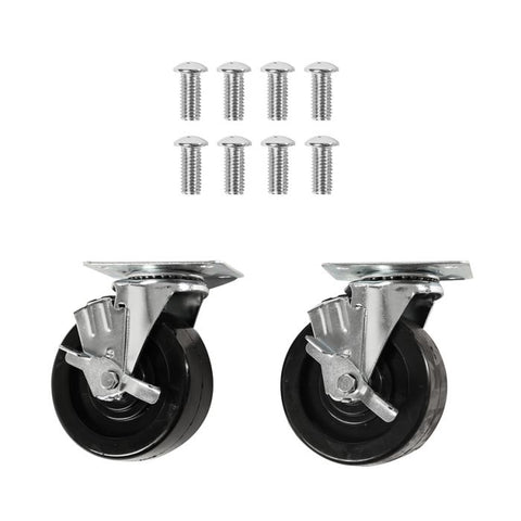 Wheels and screws on white background