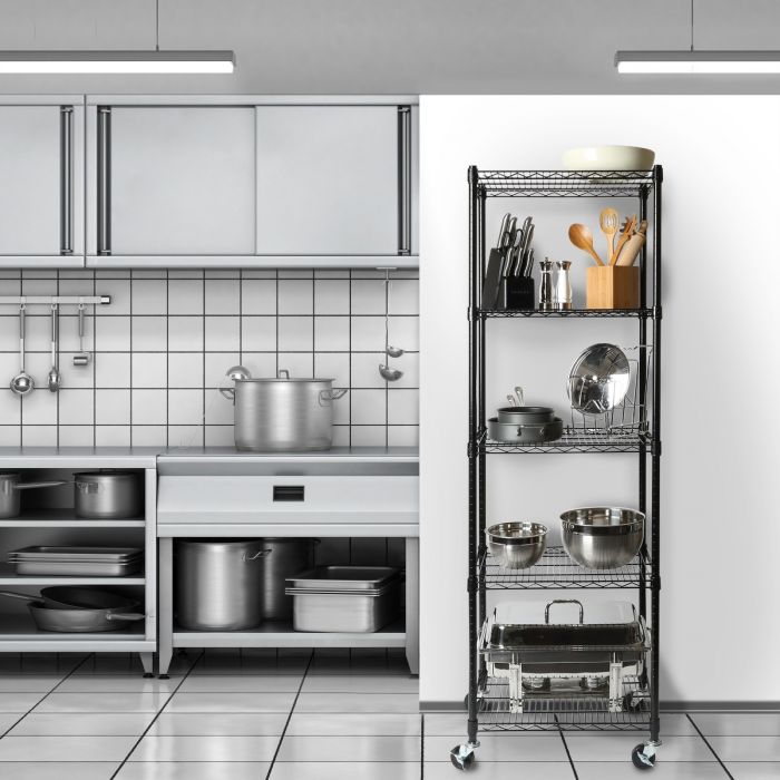 UltraDurable® 5-Tier NSF-Certified Steel Shelving, Black