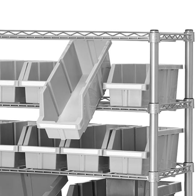 Medium Grey Bins for Commercial Bin Rack, Medium (3-Pack)