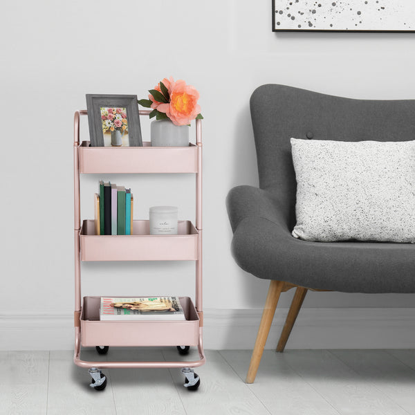 3-Tier Steel Cart with Handle
