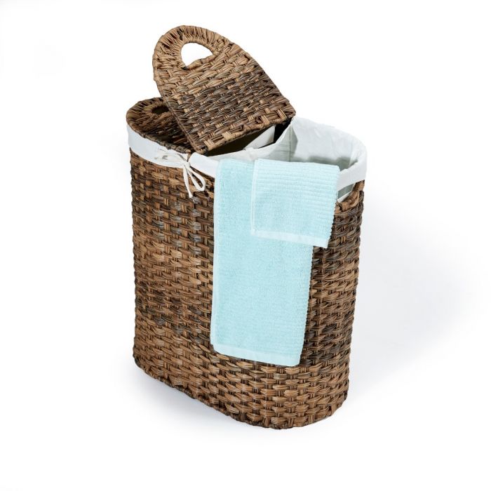 Seville Classics Handwoven Oval Double Laundry Hamper - Thumbnail 5