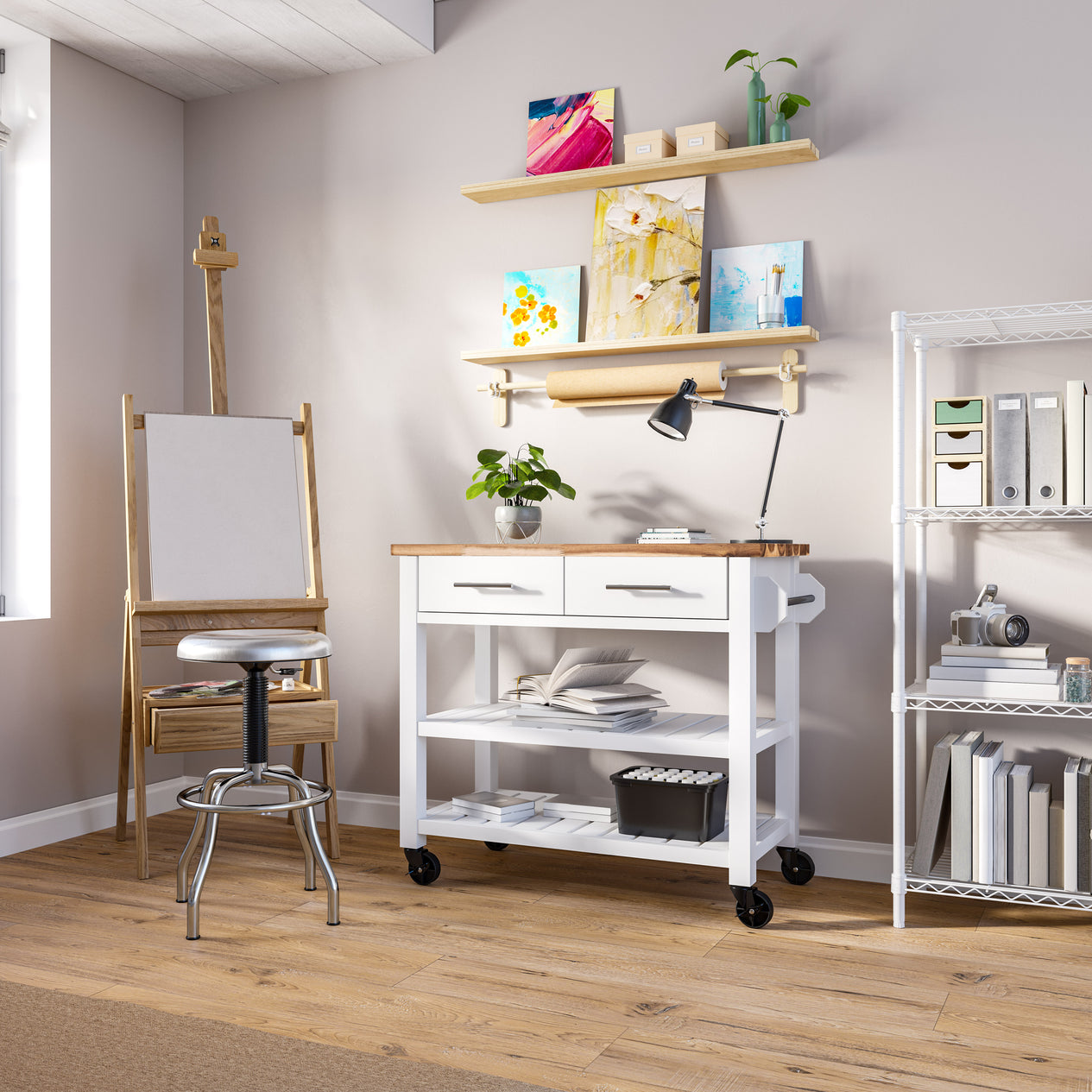 Acacia Top Kitchen Cart